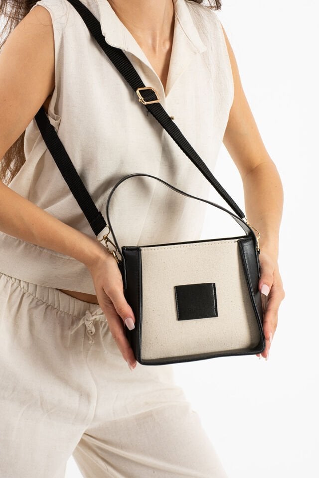 Kanvas Kadın Omuz Çantası Siyah - Standart