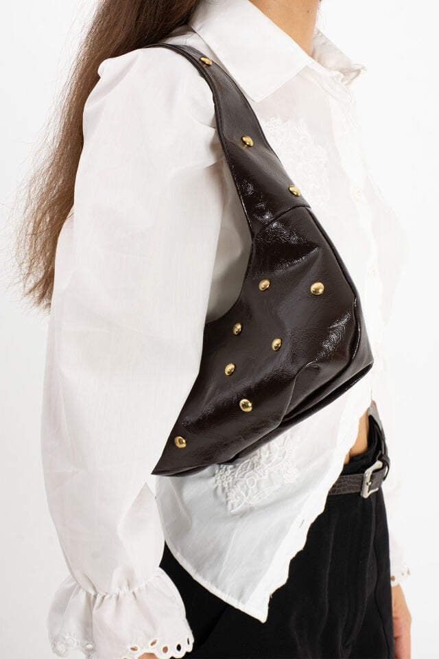 Şık Detaylı Kadın Omuz Çantası Kahverengi - Standart