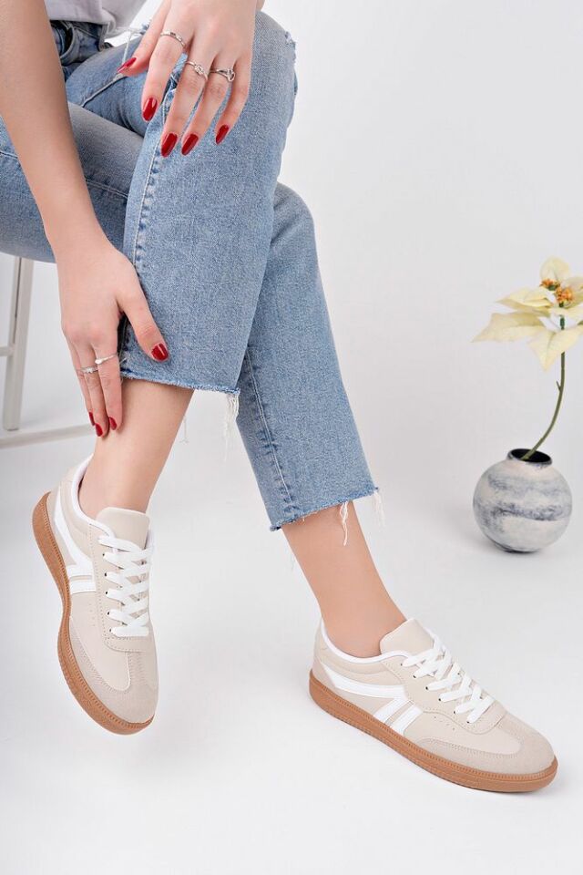 Sneaker Günlük Ayakkabı Leira Krem - 36