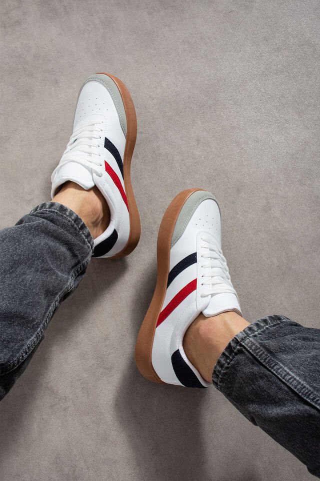 Erkek Günlük Sneaker Ayakkabı Beyaz Lacivert - 44