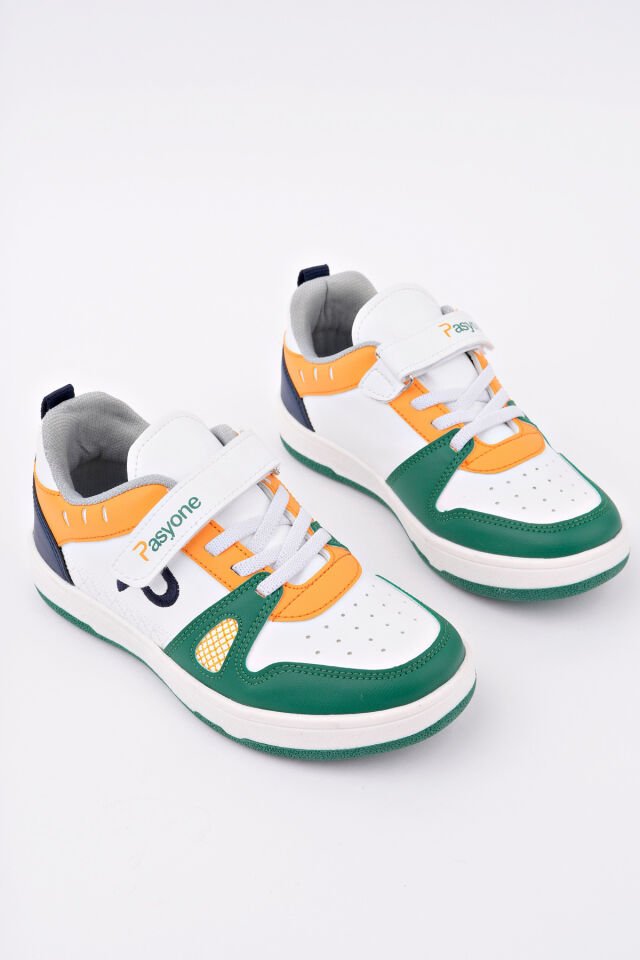 Günlük Spor Sneaker Ayakkabı Zaraya Yeşil Turuncu - 32