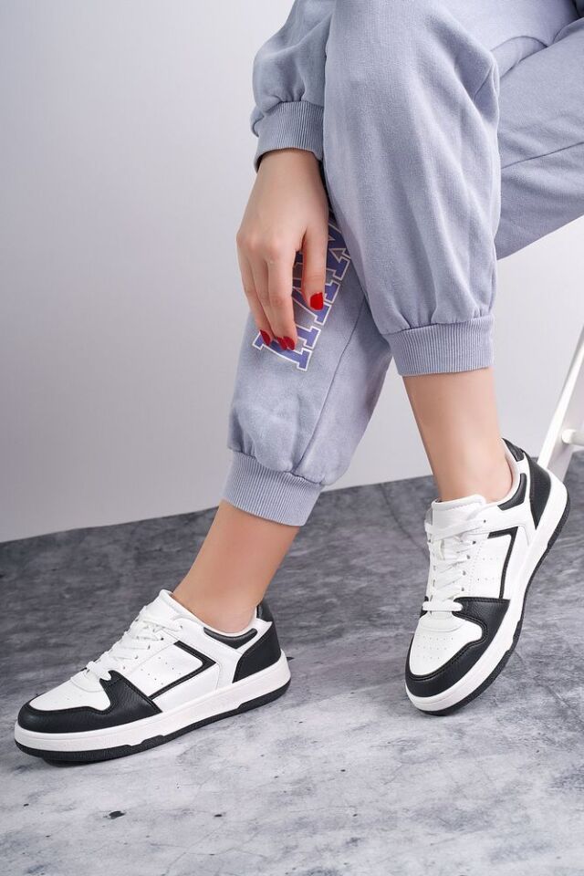 Kadın Günlük Sneaker Ayakkabı London Beyaz Siyah - 40