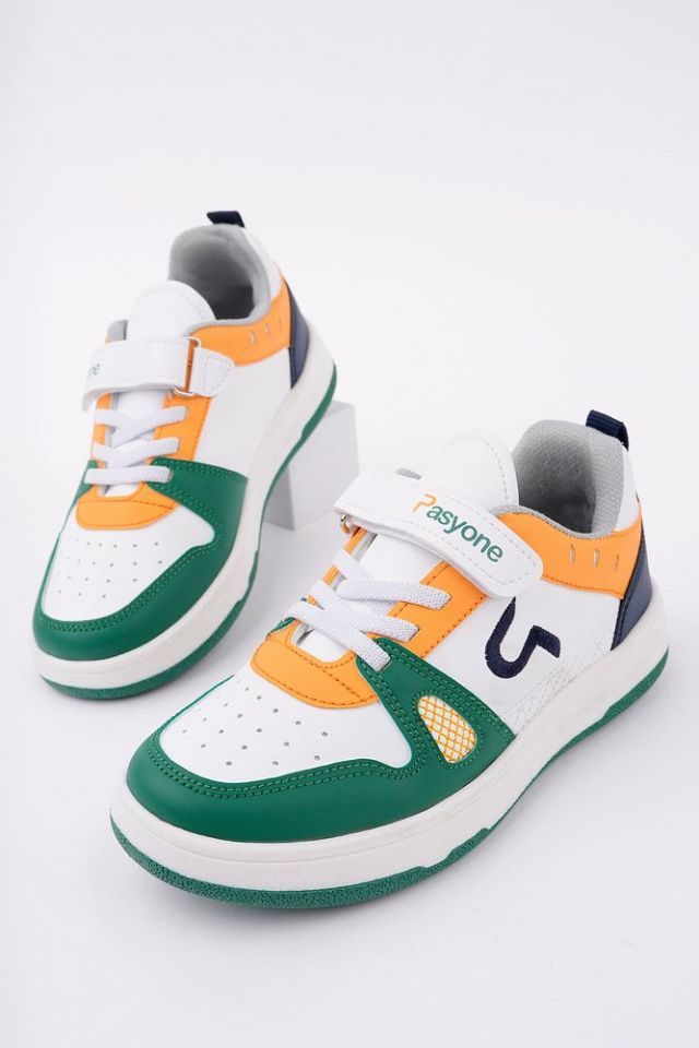 Günlük Spor Sneaker Ayakkabı Zaraya Yeşil Turuncu - 35