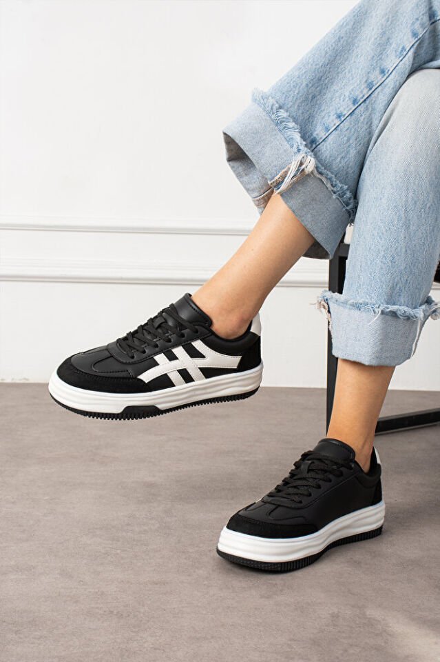 Kadın Günlük Şık Sneaker Spor Ayakkabı Tiger Siyah Beyaz - 39