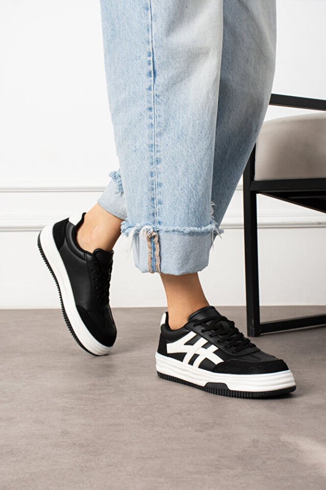 Kadın Günlük Şık Sneaker Spor Ayakkabı Tiger Siyah Beyaz - 39