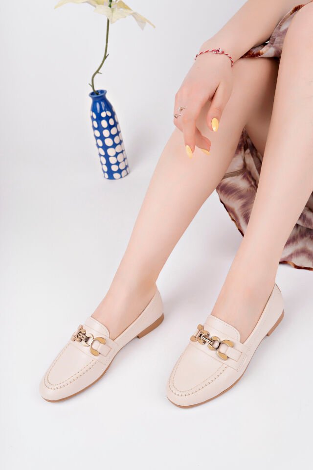 Babet Toka Detaylı Günlük Ayakkabı Yelira Bej - 36