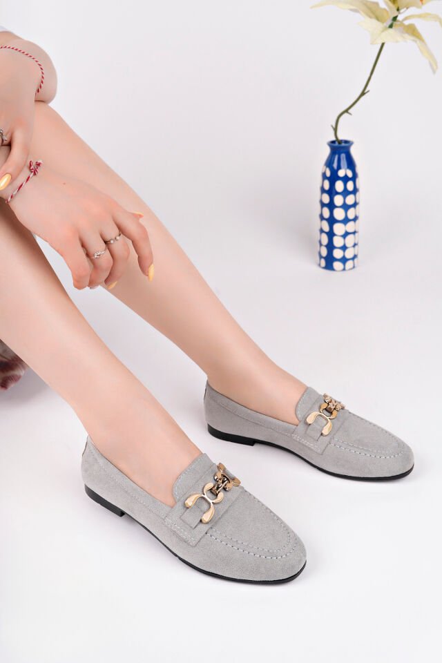 Babet Toka Detaylı Günlük Ayakkabı Nalira Gri - 40