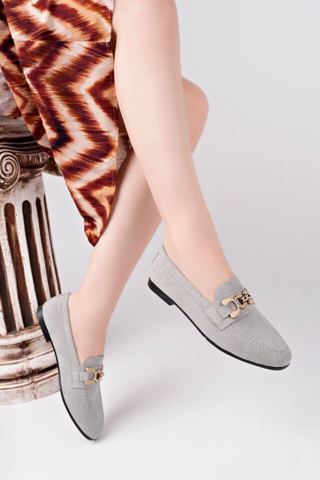 Babet Toka Detaylı Günlük Ayakkabı Nalira Gri - 36