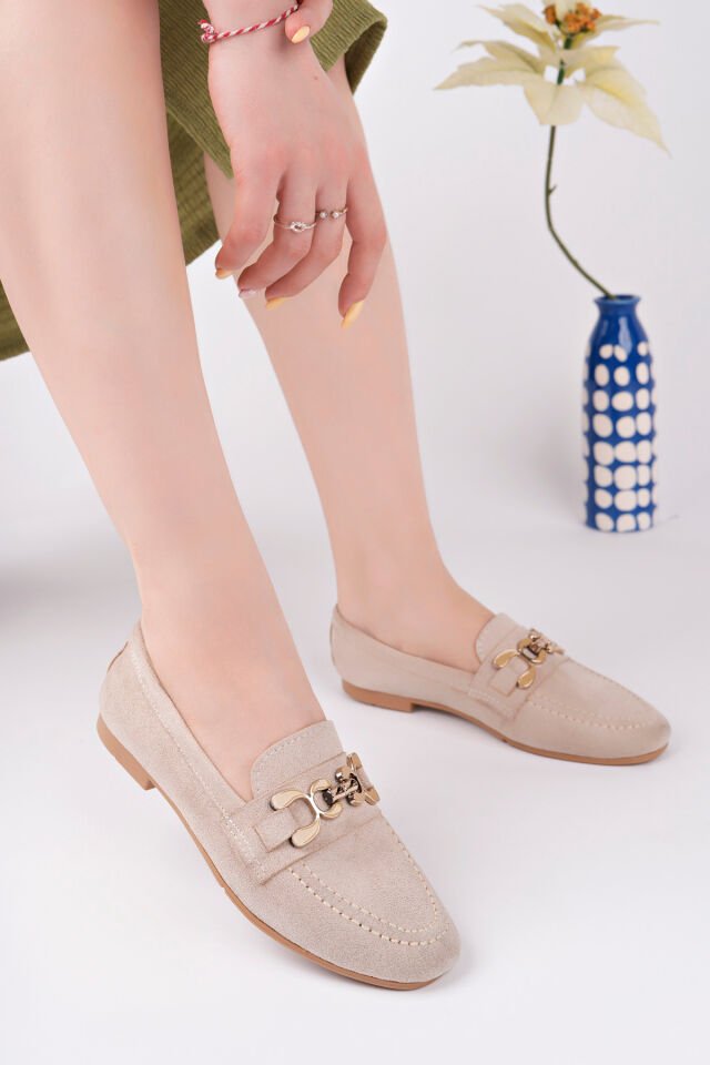 Babet Toka Detaylı Günlük Ayakkabı Nalira Bej - 37