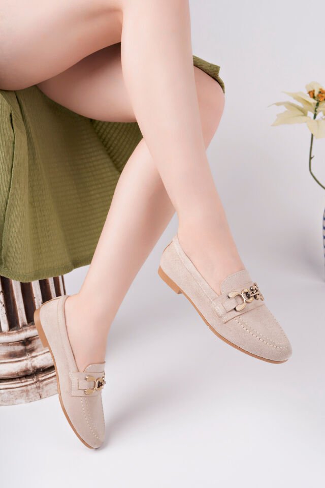 Babet Toka Detaylı Günlük Ayakkabı Nalira Bej - 38