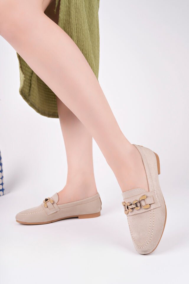 Babet Toka Detaylı Günlük Ayakkabı Nalira Bej - 38