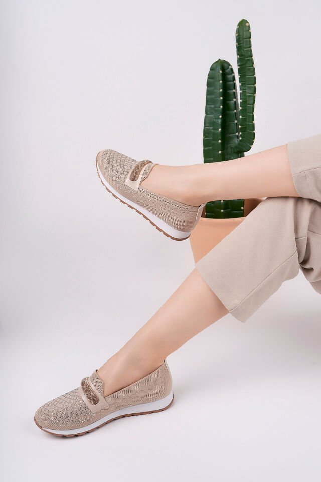 Taş Detaylı Günlük Spor Babet Levara Bej - 38