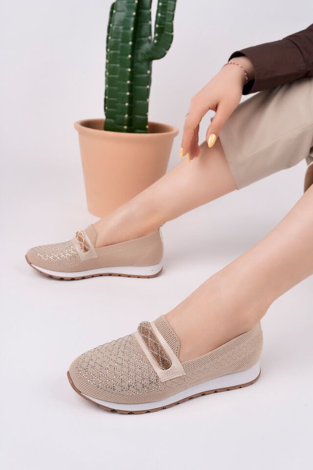 Taş Detaylı Günlük Spor Babet Levara Bej - 40