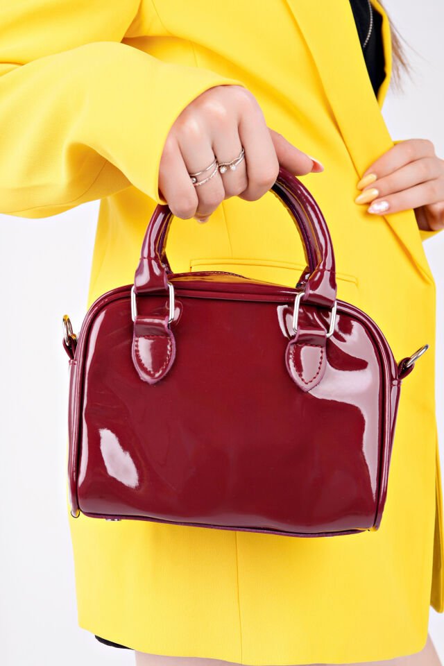 Rugan Mini Kadın Çanta El ve Omuz Askılı Kırmızı Rugan - Tek Ebat