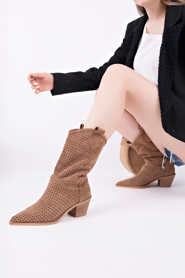 Kadın Şık Günlük Çizme Linara Taba - 36