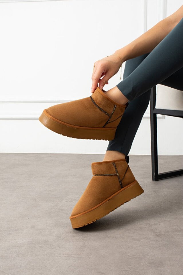 Kadın Kalın Taban Süet İçi Kürklü Şık Günlük Bot Priscila