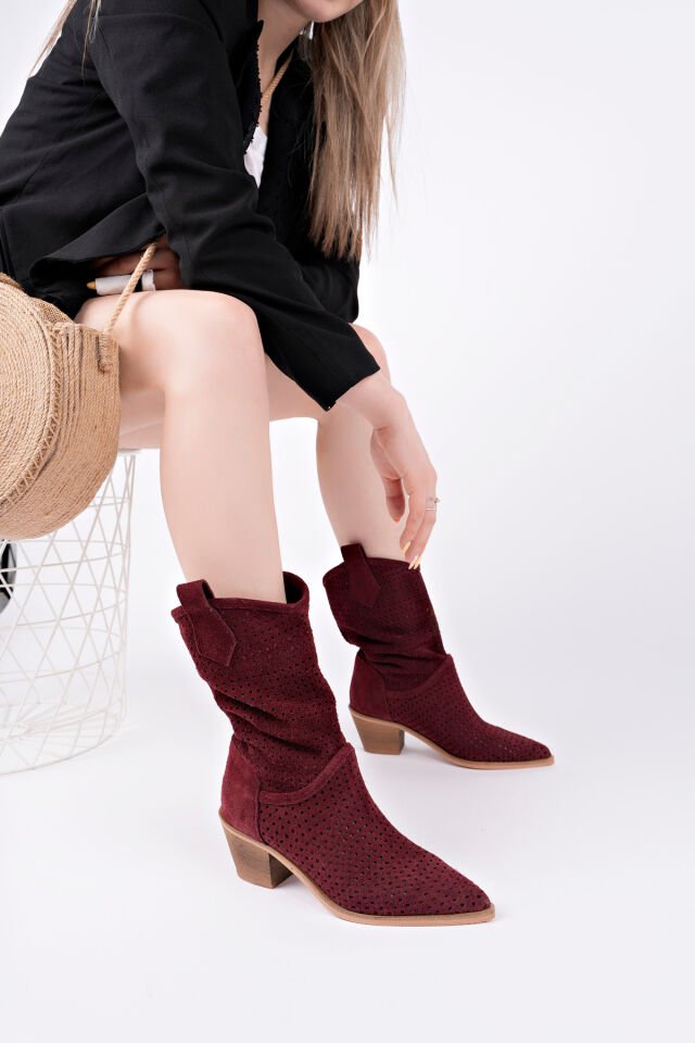 Kadın Şık Günlük Çizme Linara Bordo - 39