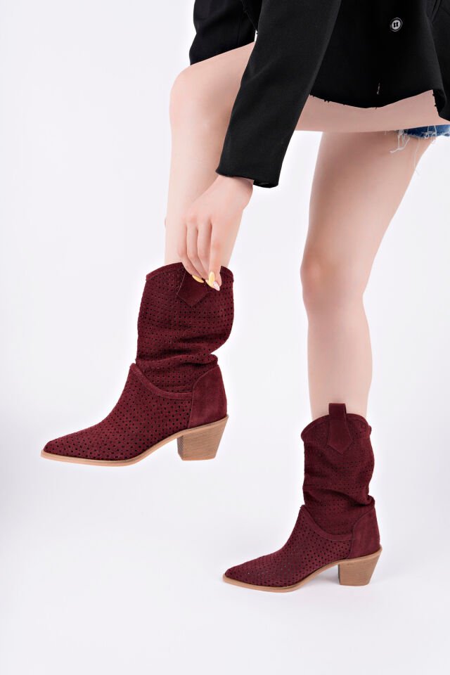 Kadın Şık Günlük Çizme Linara Bordo - 39