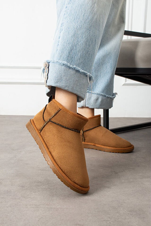 Kadın Mini Taban Süet İçi Kürklü Şık Günlük Bot Fernanda Taba - 37