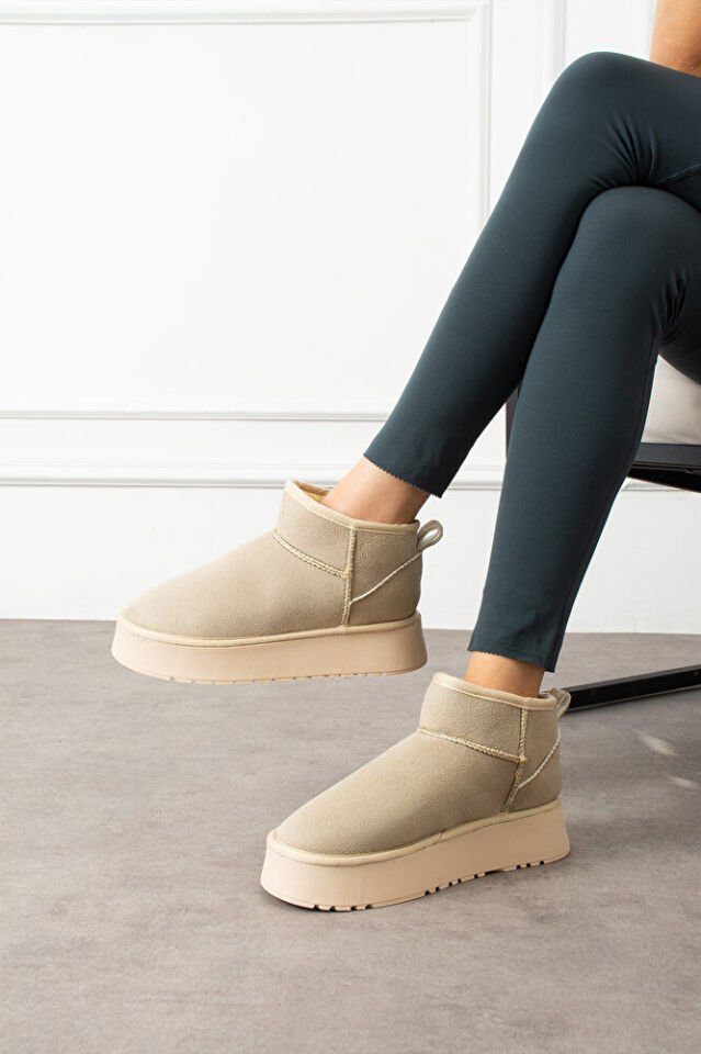 Kadın Kalın Taban Süet İçi Kürklü Şık Günlük Bot Priscila Bej - 40