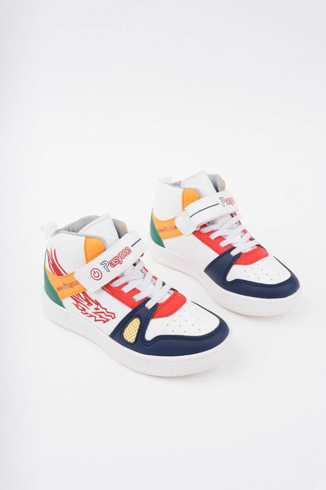 Çocuk Boğazlı Günlük Spor Ayakkabı Elinae Beyaz Yeşil Kırmızı - 34