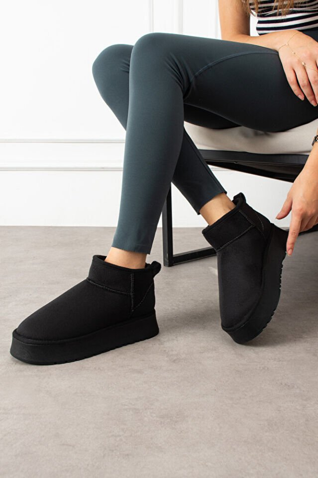 Kadın Kalın Taban Süet İçi Kürklü Şık Günlük Bot Priscila Siyah - 37