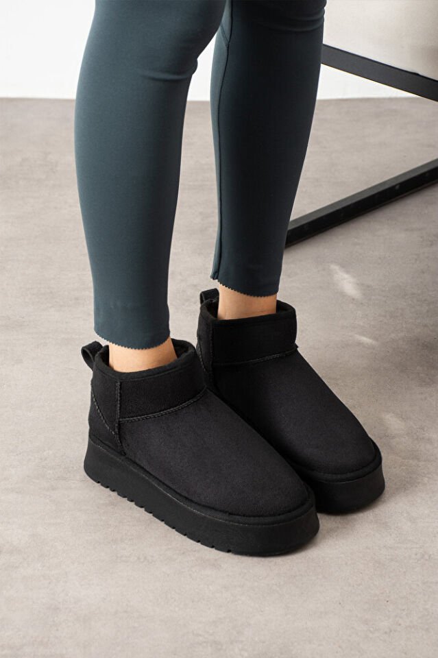 Kadın Kalın Taban Süet İçi Kürklü Şık Günlük Bot Priscila Siyah - 37