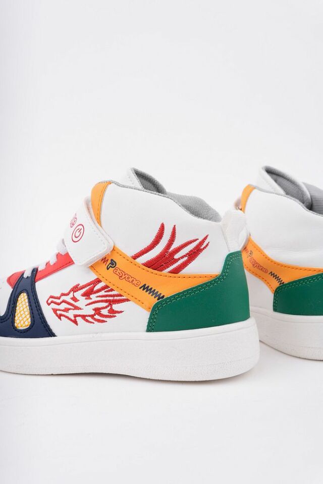 Çocuk Boğazlı Günlük Spor Ayakkabı Elinae Beyaz Yeşil Kırmızı - 31