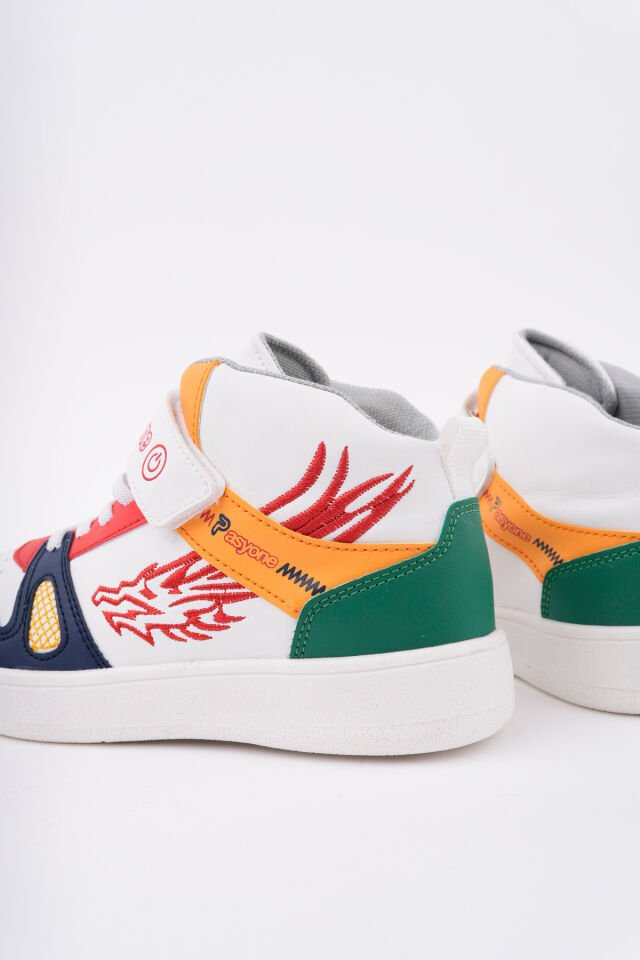 Çocuk Boğazlı Günlük Spor Ayakkabı Beyaz Yeşil Kırmızı - 32