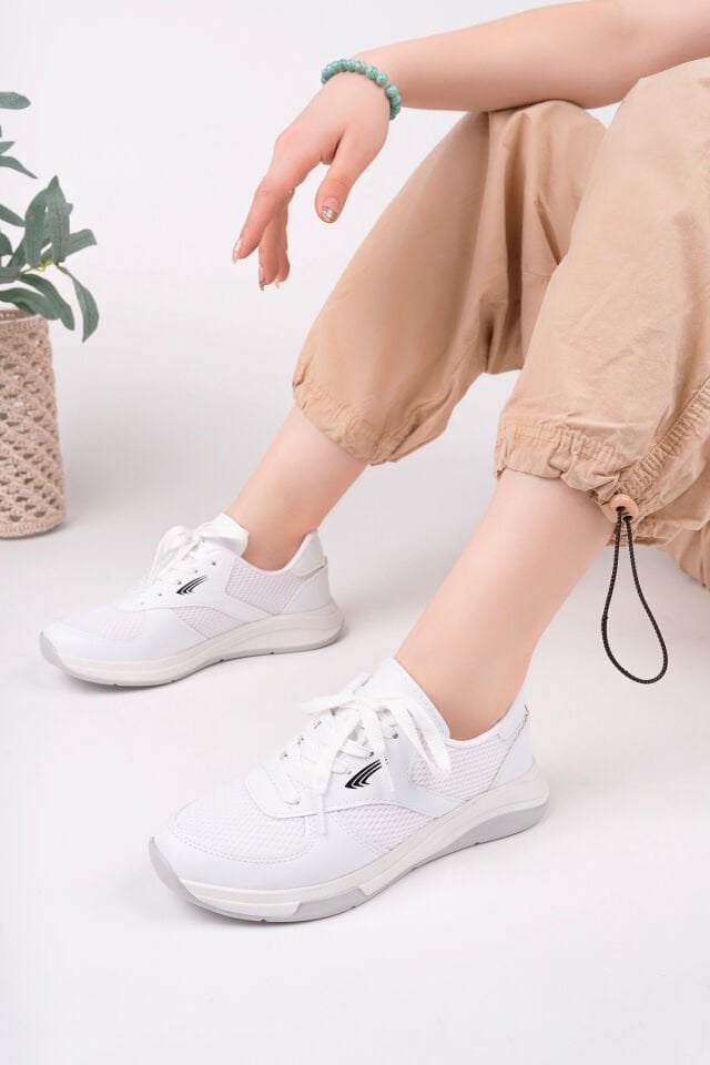 Kadın Fileli Sneaker Günlük Ayakkabı Virena Beyaz - 36