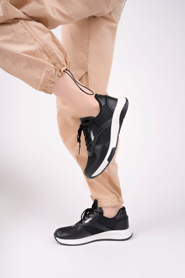 Kadın Fileli Sneaker Günlük Ayakkabı Virena Siyah - 39