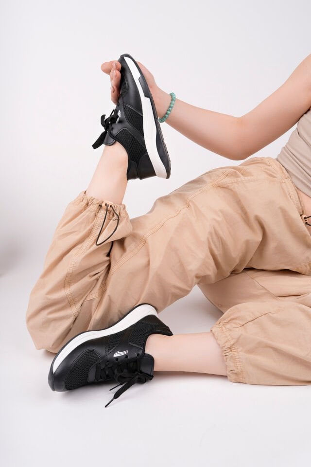 Kadın Fileli Sneaker Günlük Ayakkabı Virena Siyah - 36