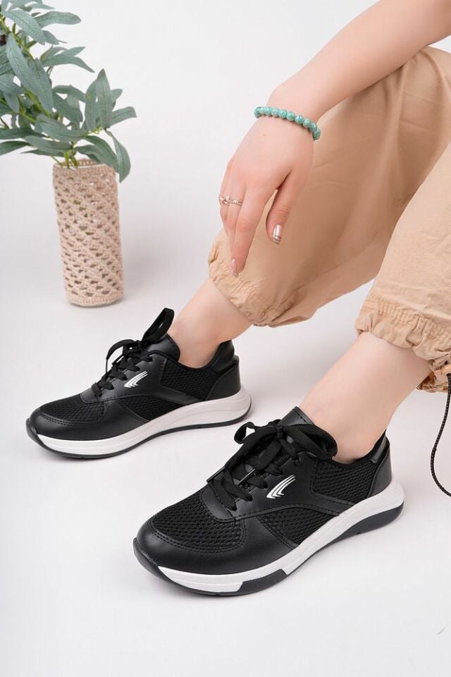 Kadın Fileli Sneaker Günlük Ayakkabı Virena Siyah - 38