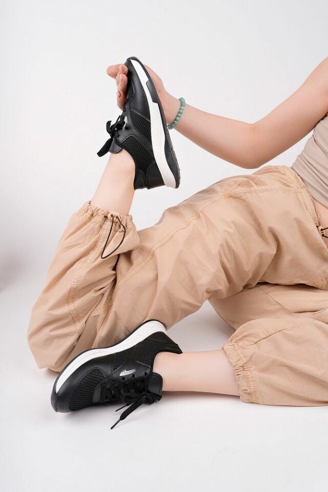 Kadın Fileli Sneaker Günlük Ayakkabı Virena Siyah - 38