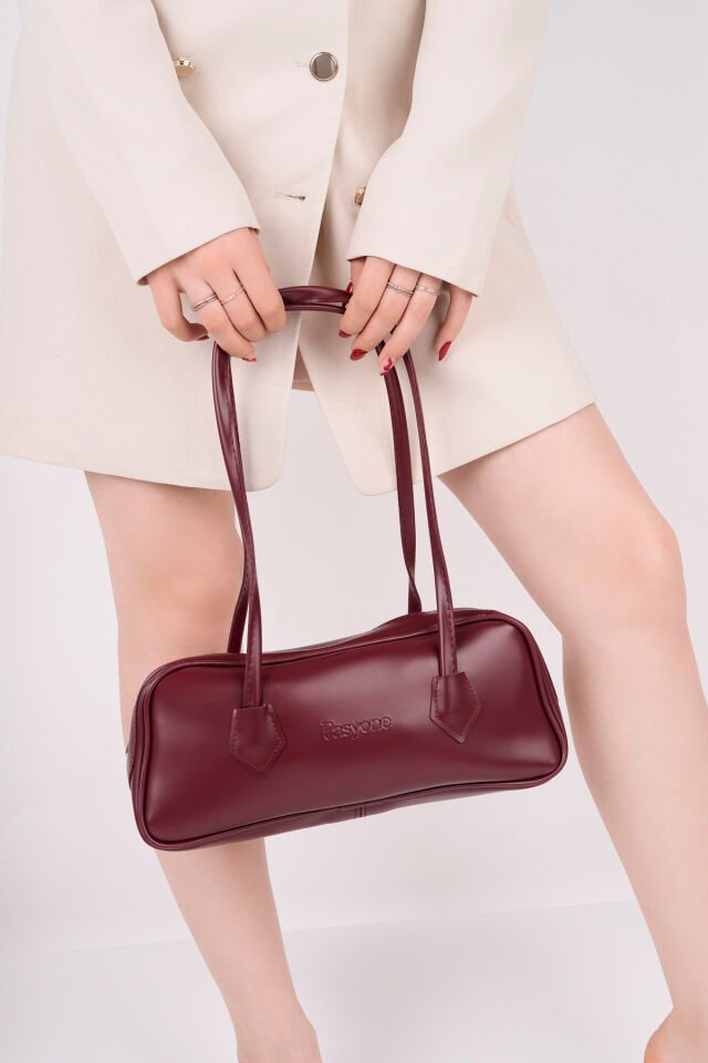 Şık Kadın Günlük Omuz Çantası Bordo - Tek Ebat