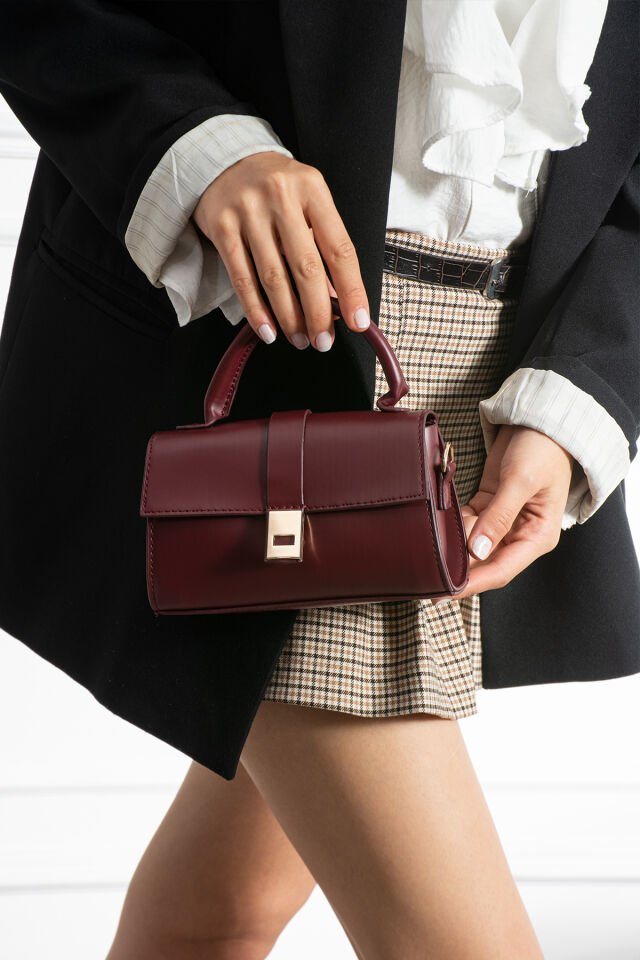 Bordo Kadın Günlük Şık Mini El ve Omuz Çantatası Bordo - Tek Ebat