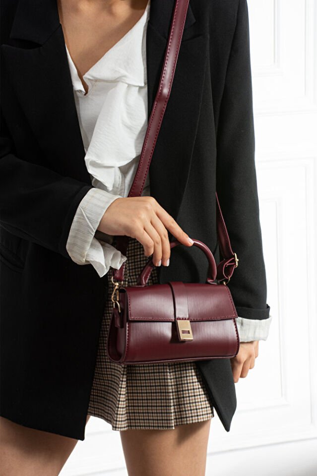 Kadın Günlük Şık Mini El ve Omuz Çantası Livia Bordo - Tek Ebat