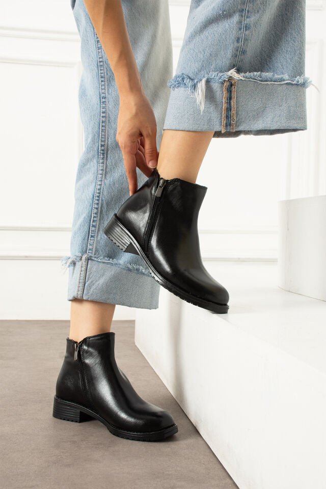 Kadın Günlük Fermuarlı Bot Siyah - 38