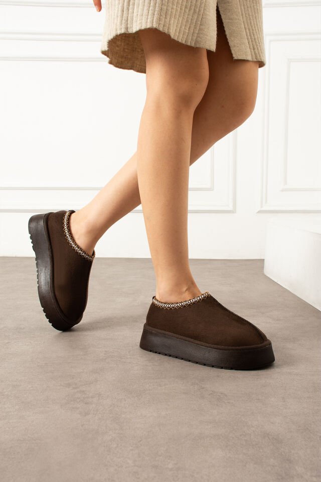 Kadın Günlük Terlik Model Bot Kahverengi - 37