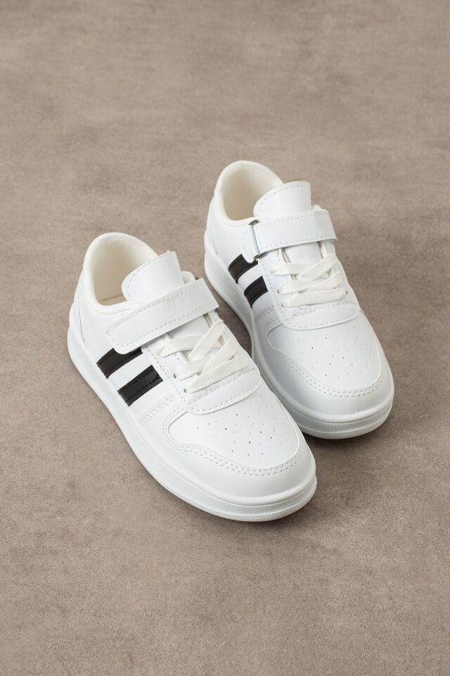 Çocuk Sneaker Günlük Ayakkabı Beyaz Siyah - 35