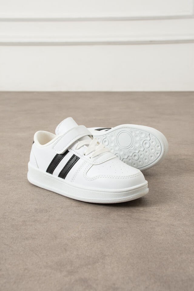 Çocuk Sneaker Günlük Ayakkabı Beyaz Siyah - 31