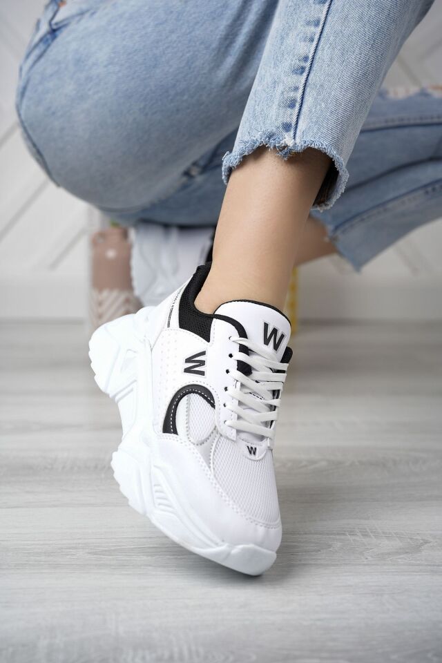 Kadın Spor Yüksek Taban Ayakkabı Talia Beyaz Siyah - 38